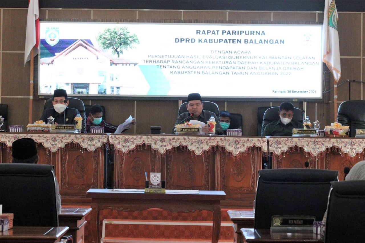 Hasil Evaluasi Gubernur Kalsel tentang Raperda APBD 2022, DPRD Balangan Setujui Bersama Pemerintah Daerah